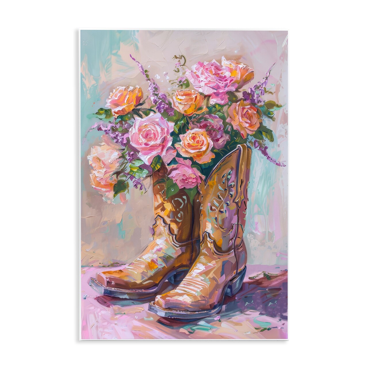 Stupell Industries Floral Boots Bouquet Wall Plaque Art Design by Petal Prints Design